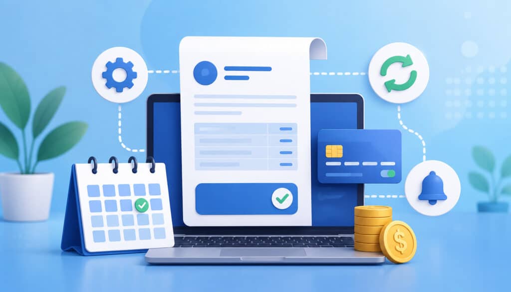 Automated recurring billing and payment processing illustration