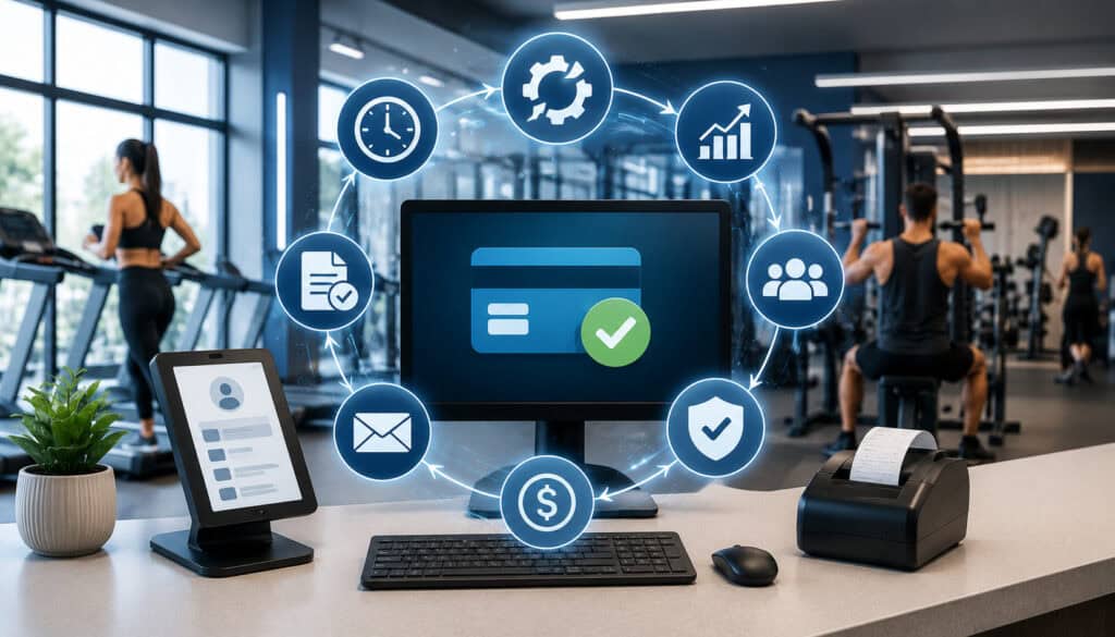 Automated payment processing system in a modern gym