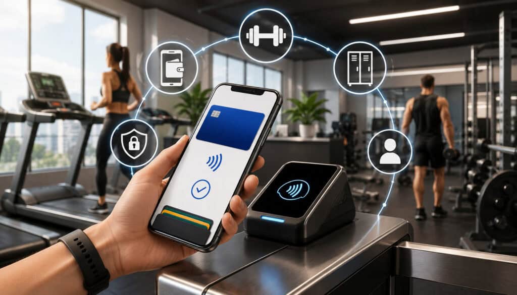 Mobile wallet payment at a modern fitness center